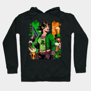 Irish Female Comic Book Hero with Leprechaun Hoodie